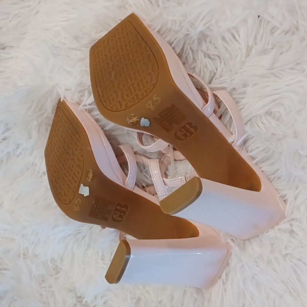 Gianni Bini Blush Pink Patent Crystal Bow Heeled Sandals - Picture 12 of 13